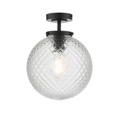 Wayne Bathroom Semi Flush Matt Black Opal Glass IP44 Dar Lighting
